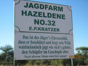 Jagdmotto_Farm Hazeldene_Namibia